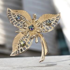 Vintage Triad 925 Silver & Rhinestone Brooch